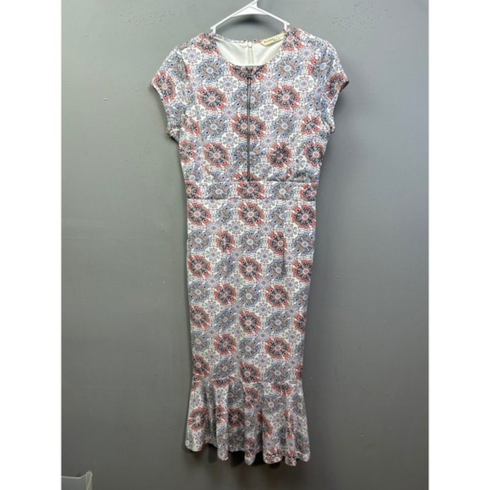 Wayward Fancies Dress Women Small Multi Floral Mandala Zip Front Mermaid Flounce